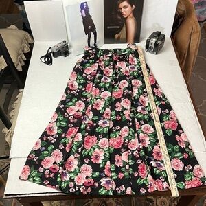 Vintage Romantic Rose Floral Maxi Skirt Prairie Cottagecore JH Collectibles